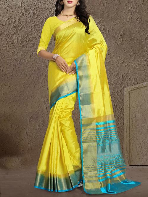 yellow woven saree - 14498689 - Very Small Image - 1