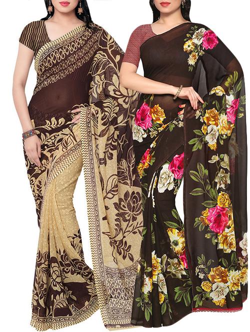 Multicolored combos saree with blouse - 14498696 - Very Small Image - 1