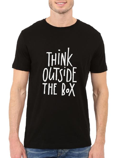 black cotton chest print tshirt - 14498767 - Standard Image - 1