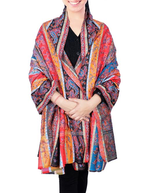multi colored woolen shawl - 14498823 - Very Small Image - 1