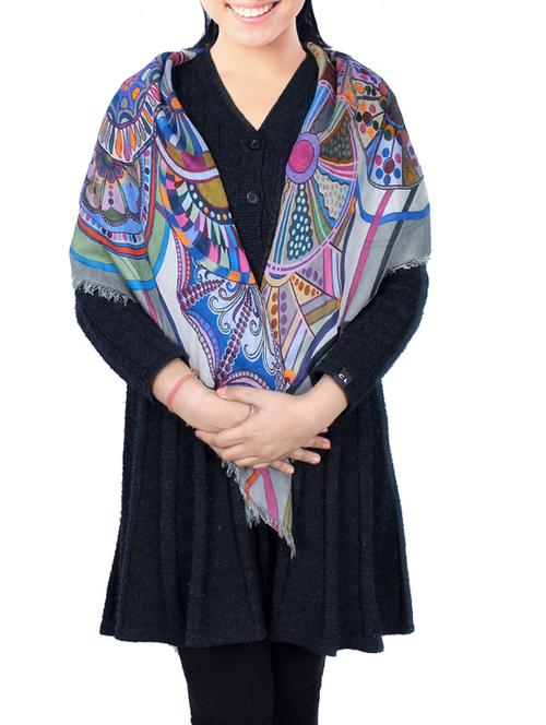 multi colored woolen stole - 14498824 - Very Small Image - 1