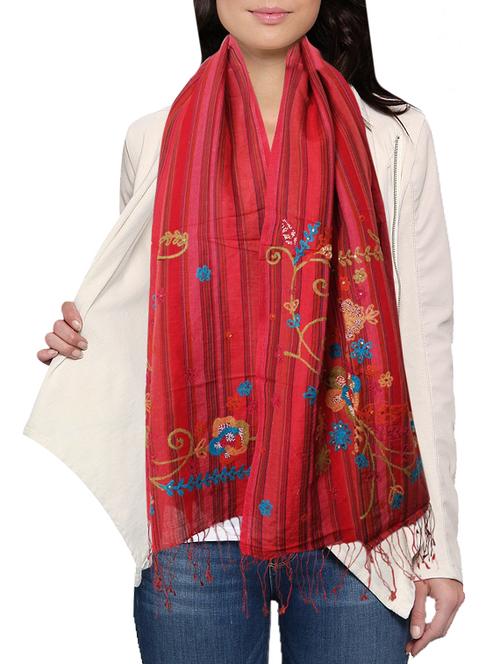 red pure silk stole - 14498830 - Very Small Image - 1
