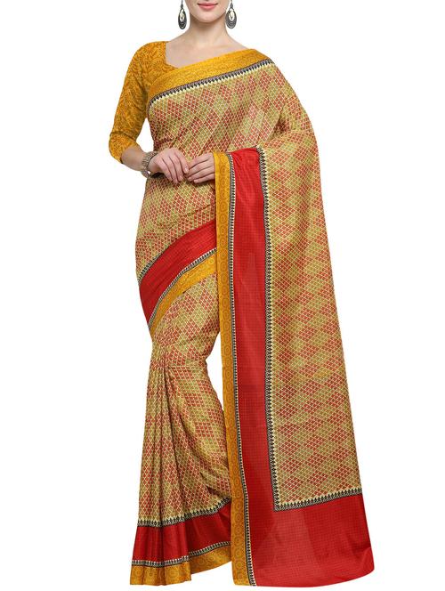 multi colored silk printed saree with blouse - 14498990 - Very Small Image - 1