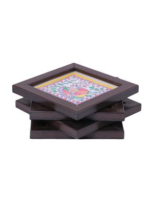 madhubani handpainted coasters set - 14499382 - Standard Image - 2