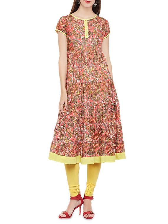 multi cotton flared kurta - 14499394 - Zoom Image - 1