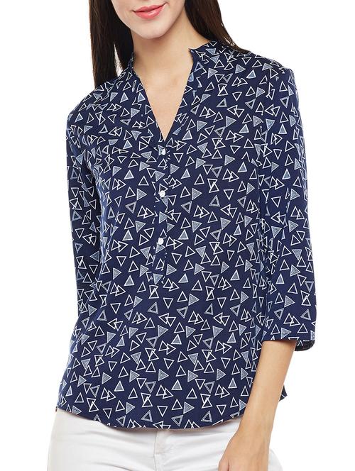 Navy blue crepe top - 14499395 - Standard Image - 1