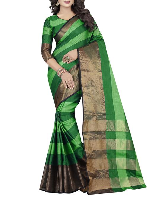 green cotton woven saree - 14499400 - Very Small Image - 1