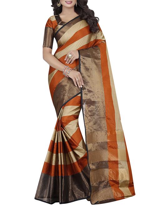orange cotton woven saree with blouse - 14499401 - Very Small Image - 1
