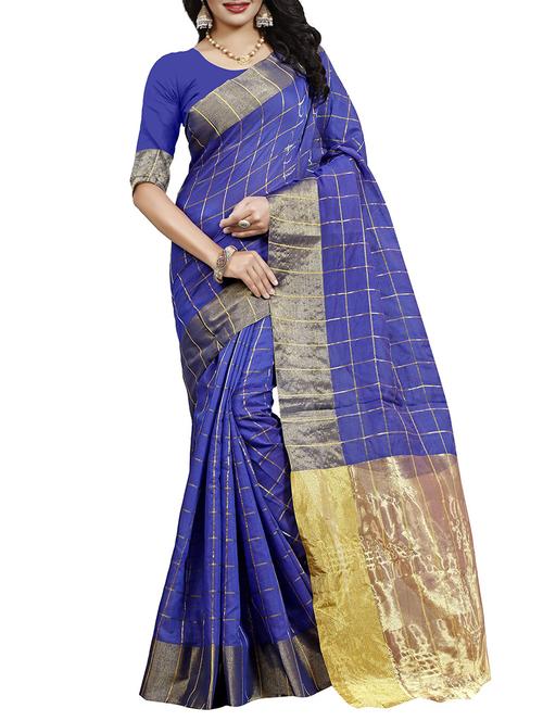 blue cotton woven saree - 14499413 - Very Small Image - 1