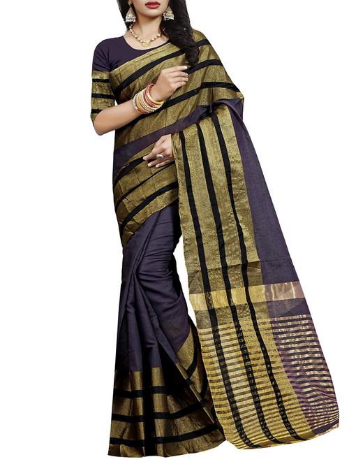 black cotton bordered saree - 14499433 - Very Small Image - 1