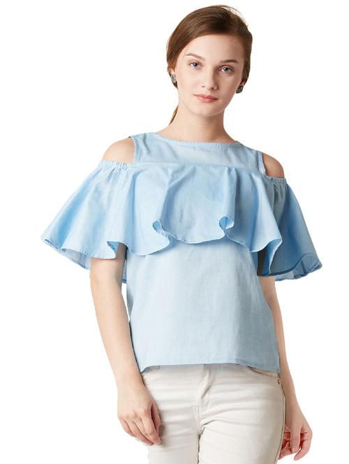 cold shoulder ruffled top - 14499539 - Very Small Image - 1