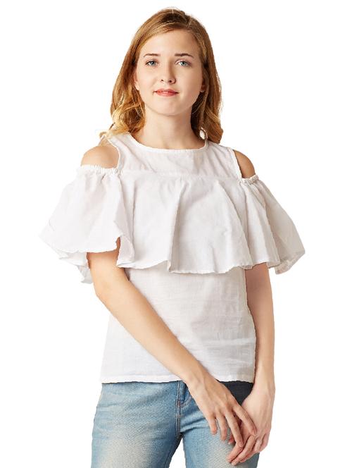 cold shoulder ruffled top - 14499540 - Very Small Image - 1