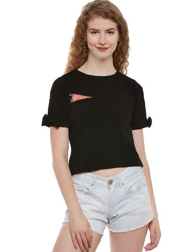bow detail graphic patch knitted top - 14499568 - Very Small Image - 1