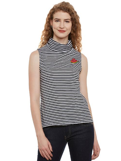 graphic patch monochrome striped top - 14499570 - Standard Image - 1