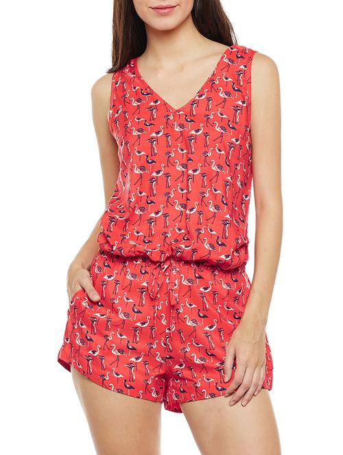orange printed romper - 14499596 - Standard Image - 1