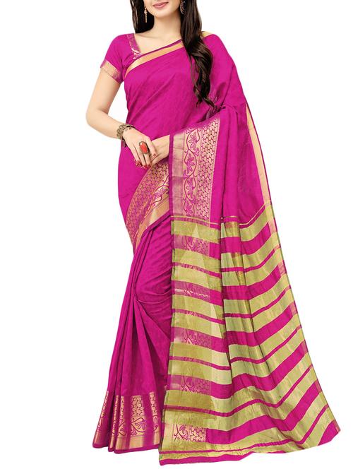 magenta silk woven saree - 14499606 - Very Small Image - 1