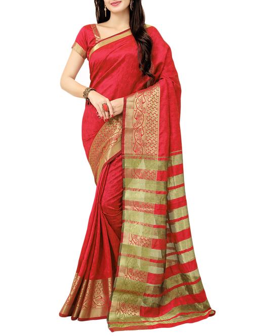 red silk woven saree - 14499608 - Very Small Image - 1