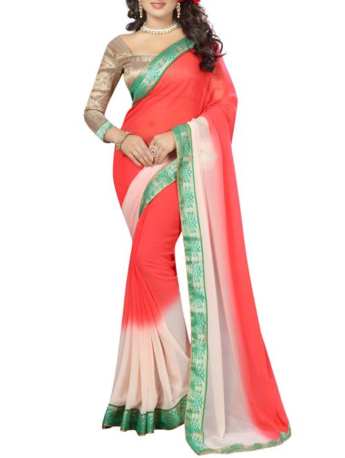 red ombre saree - 14499618 - Very Small Image - 1