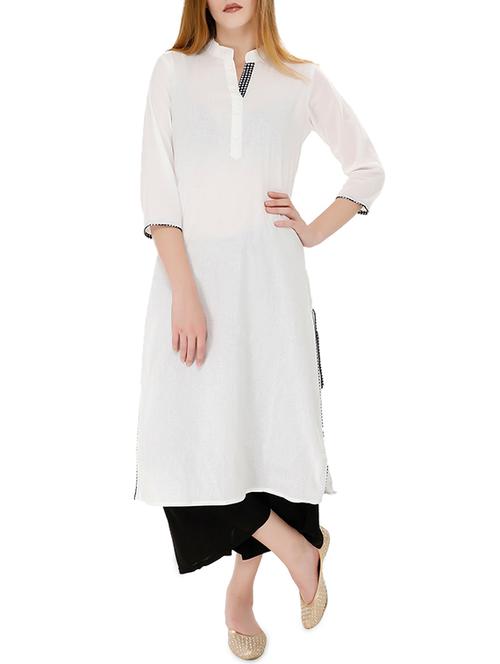 white crepe straight kurta - 14499681 - Very Small Image - 1