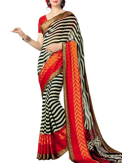 multi colored georgette printed saree with blouse - 14499692 - Very Small Image - 1