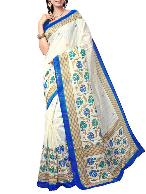 Floral bordered saree with blouse - 14499747 - Standard Image - 1