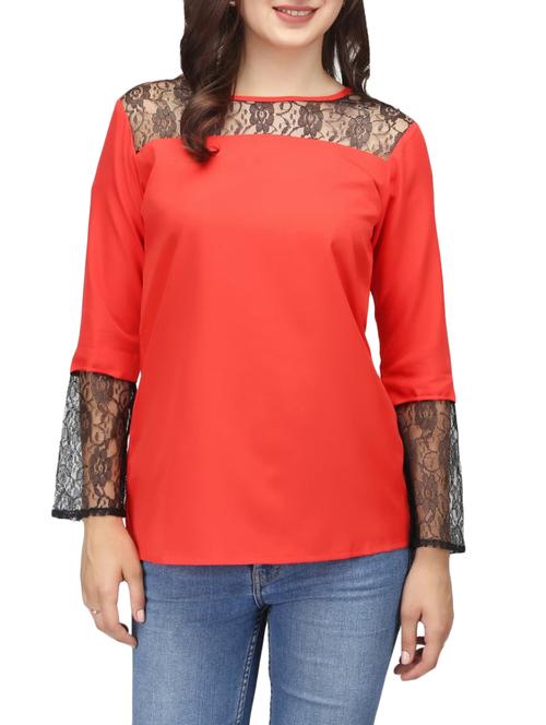 red crepe regular top - 14500579 - Very Small Image - 1