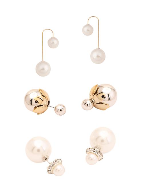 multi colored metal studs (set of 3) earrings - 14501009 - Very Small Image - 1