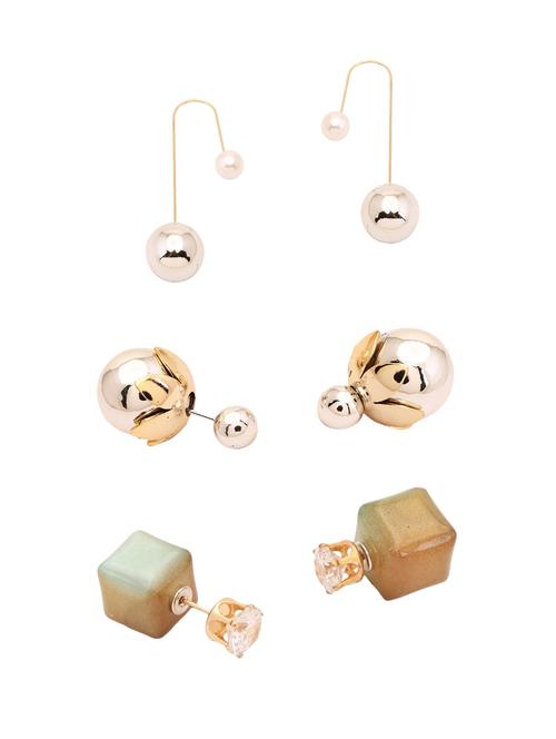 multi colored metal studs (set of 3) earrings - 14501018 - Very Small Image - 1