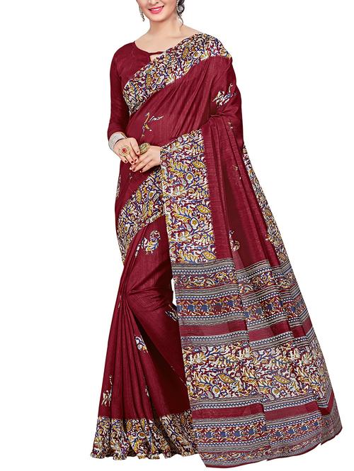 maroon silk mysore saree - 14501152 - Very Small Image - 1