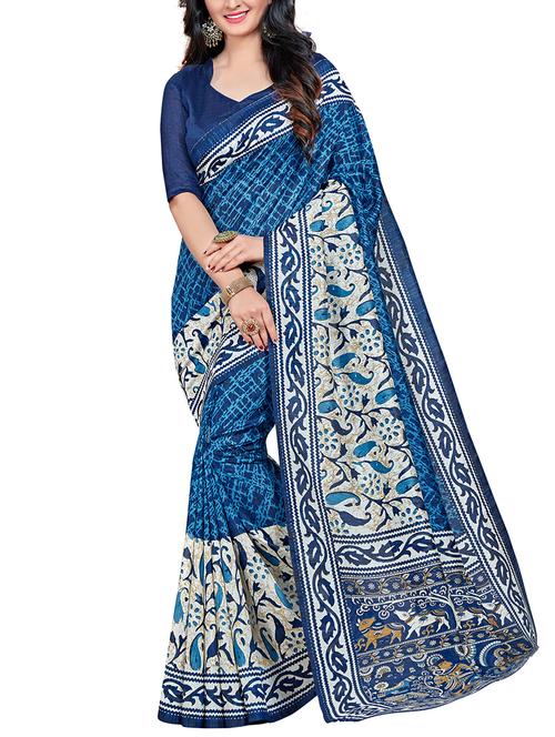 Blue mysore silk saree with blouse - 14501155 - Very Small Image - 1