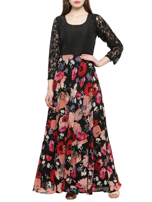 black printed maxi dress - 14501214 - Standard Image - 1