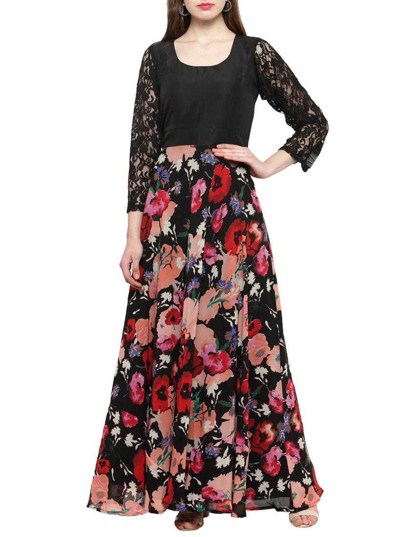 black printed maxi dress - 14501214 - Zoom Image - 1