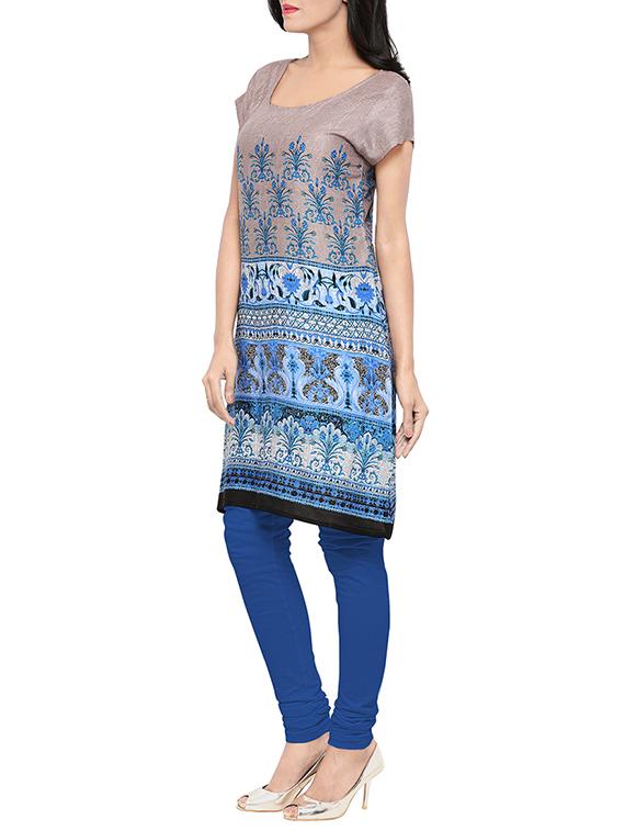 blue rayon a-line kurta - 14501367 - Zoom Image - 2
