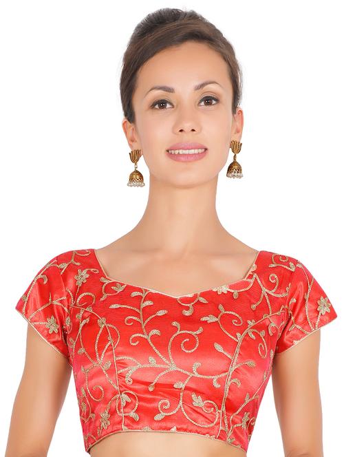 red embroidered stitched blouse - 14501414 - Very Small Image - 1