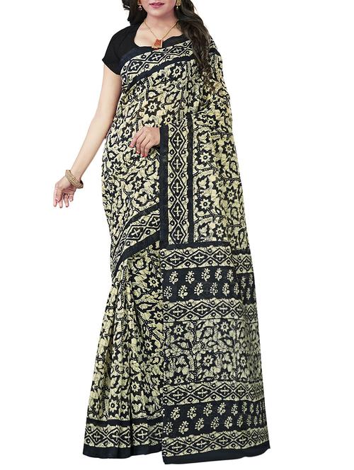 Black bhagalpuri saree with blouse - 14501481 - Very Small Image - 1