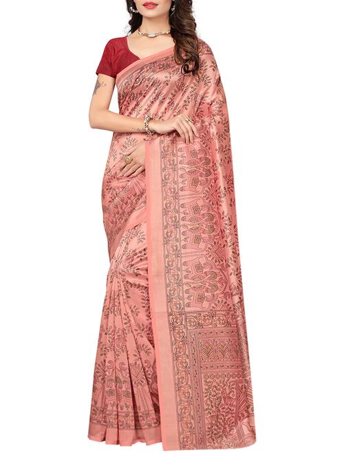 Peach mysore silk saree with blouse - 14501500 - Very Small Image - 1