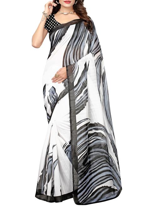white bhagalpuri saree with blouse - 14501503 - Very Small Image - 1