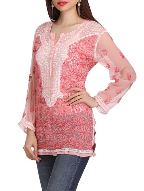 ada pink georgette straight kurti - 14501508 - Standard Image - 1