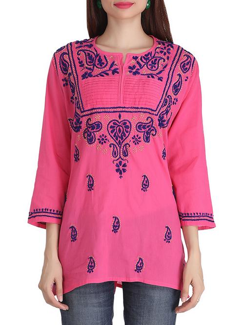 ada pink cotton straight kurti - 14501520 - Standard Image - 1