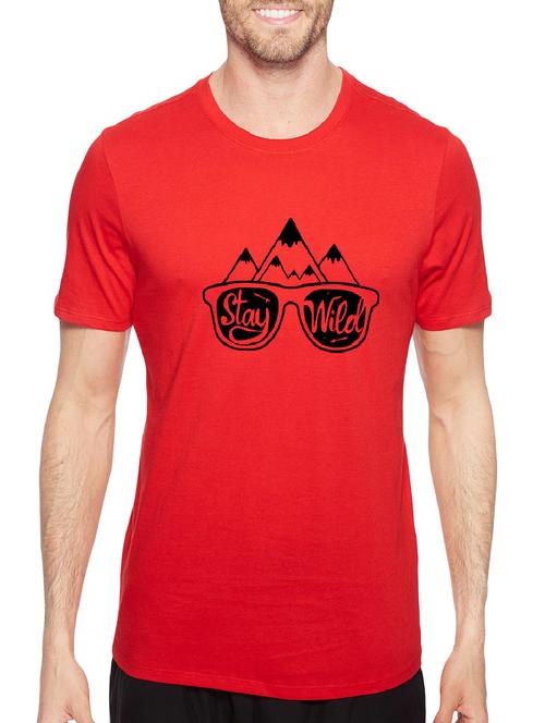 red cotton chest print tshirt - 14501601 - Very Small Image - 1