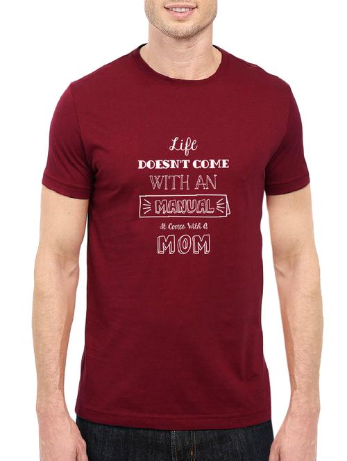 maroon cotton chest print tshirt - 14501608 - Standard Image - 1