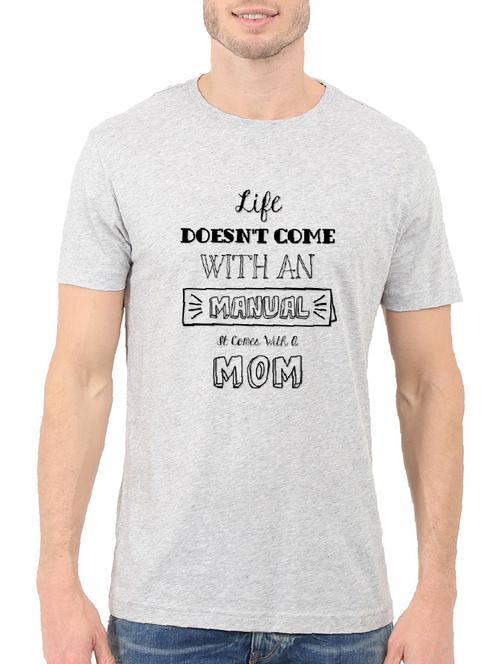 grey cotton chest print tshirt - 14501614 - Very Small Image - 1
