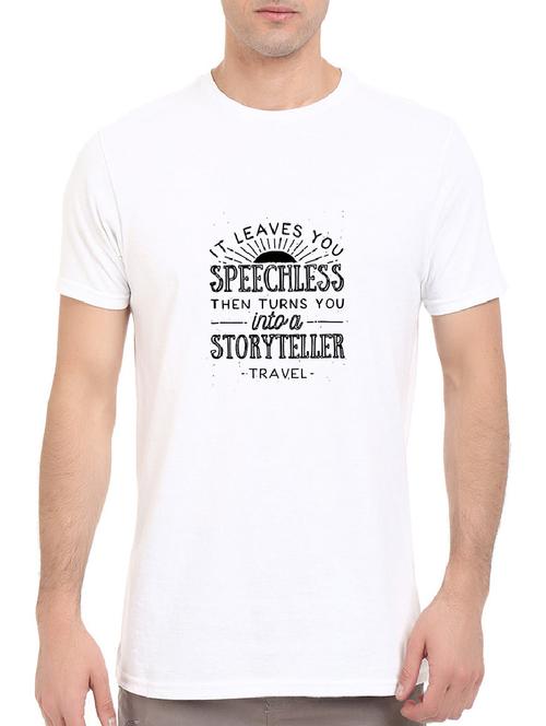 white cotton chest print tshirt - 14501621 - Standard Image - 1