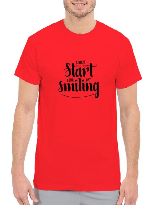 red cotton chest print tshirt - 14501629 - Standard Image - 1