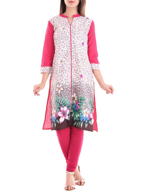 pink cotton straight kurta - 14501643 - Standard Image - 1