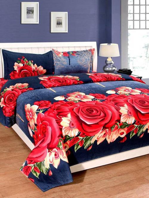 Printed PolyCotton Double Bed Sheet with 2 Pillow Covers - 14501708 - Very Small Image - 1