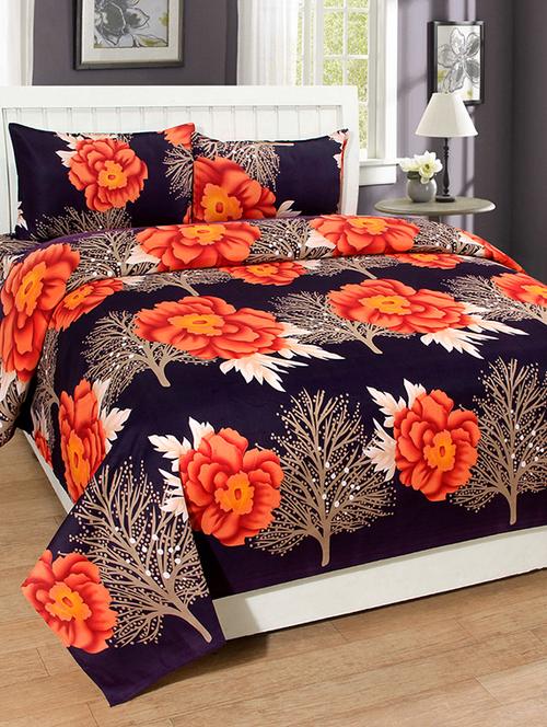 Printed PolyCotton Double Bed Sheet with 2 Pillow Covers - 14501712 - Very Small Image - 1