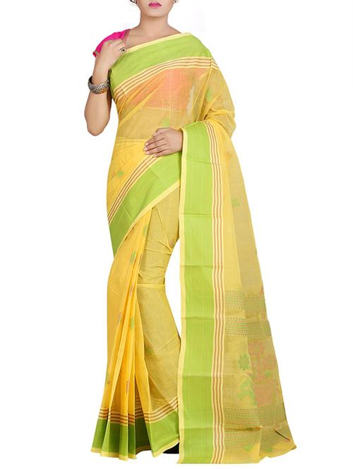 yellow woven saree - 14502050 - Very Small Image - 1