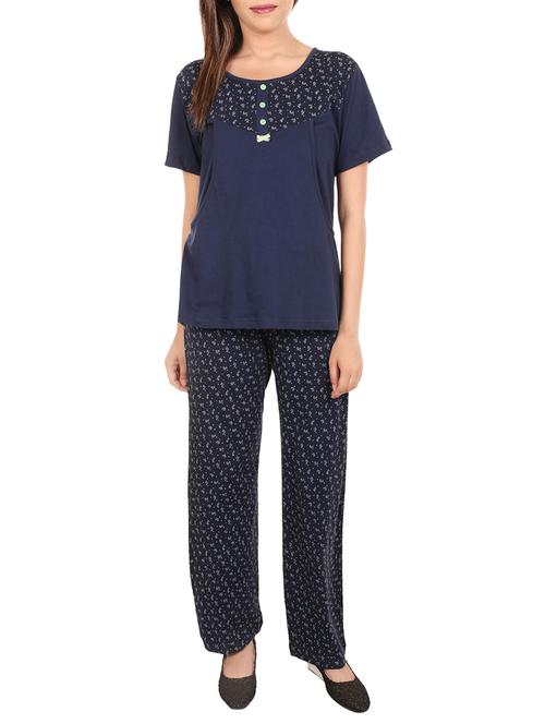 blue printed nightwear set - 14502085 - Standard Image - 1