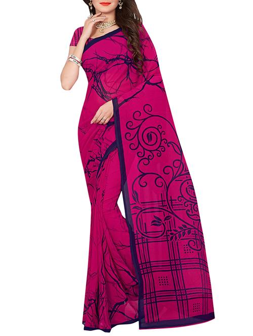 magenta georgette printed saree - 14502144 - Very Small Image - 1